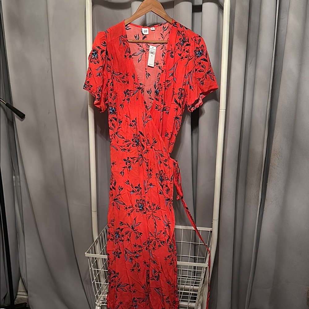 Floral Red Wrap Dress